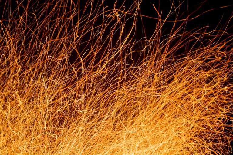 Sparks at night.