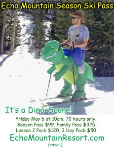 Promotional meme - dinosaur skier