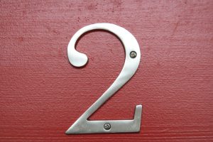 number 2 on a red door