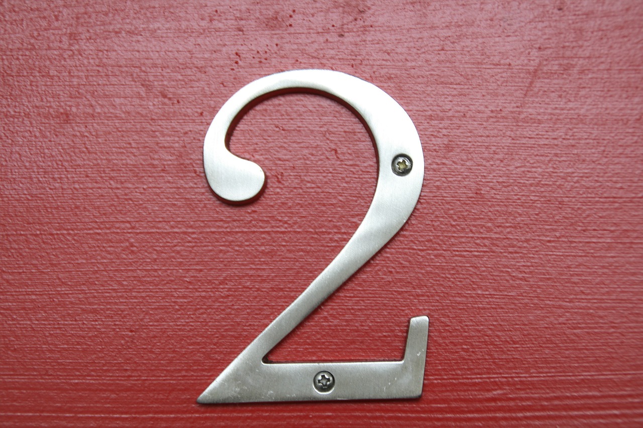 number 2 on a red door