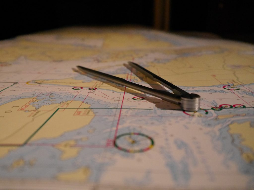 Map with measuring tool