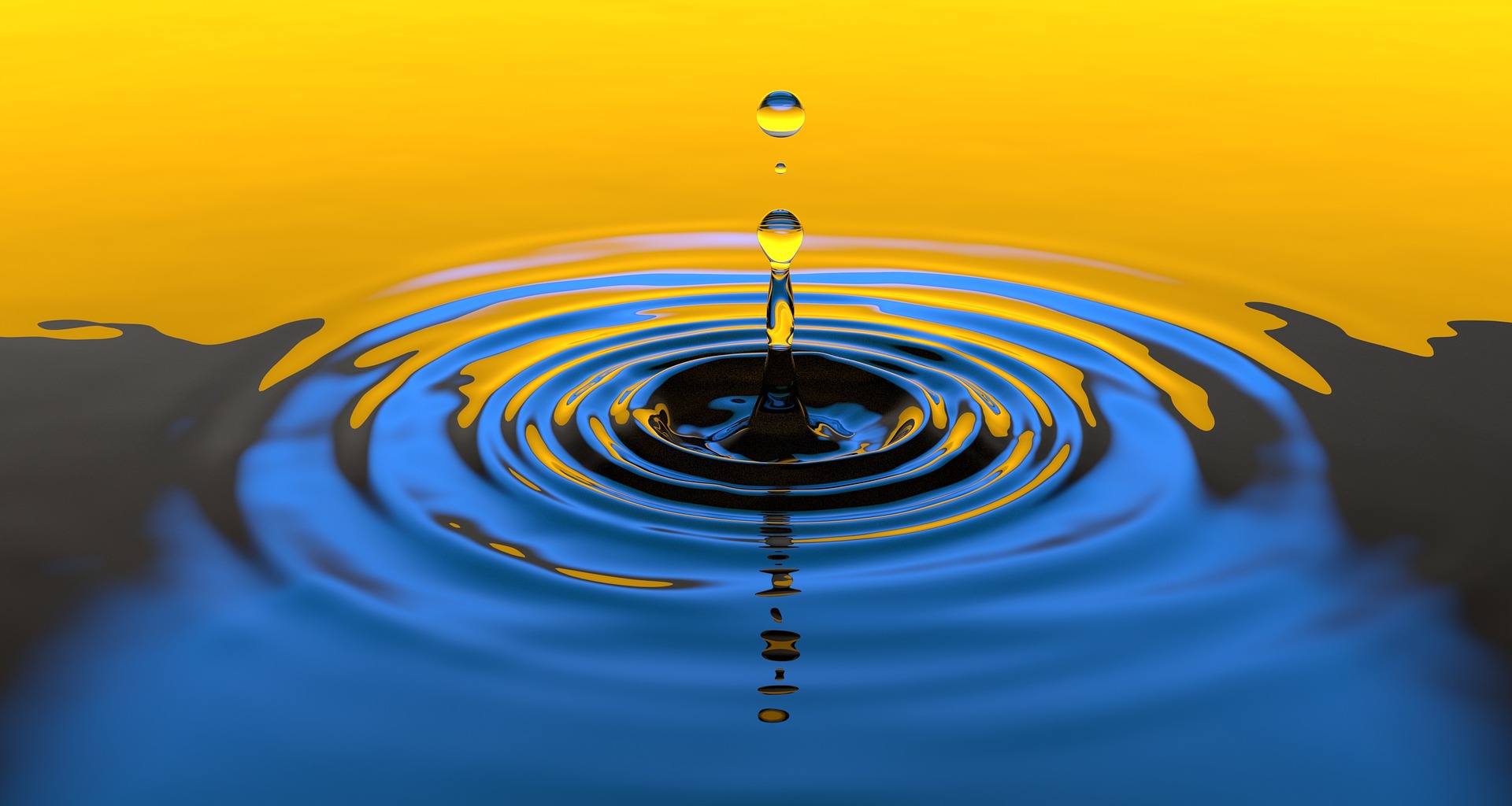 Water drop with ripples expanding