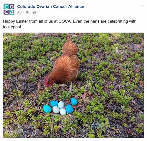 Colorado Ovarian Cancer Alliance Social Media post