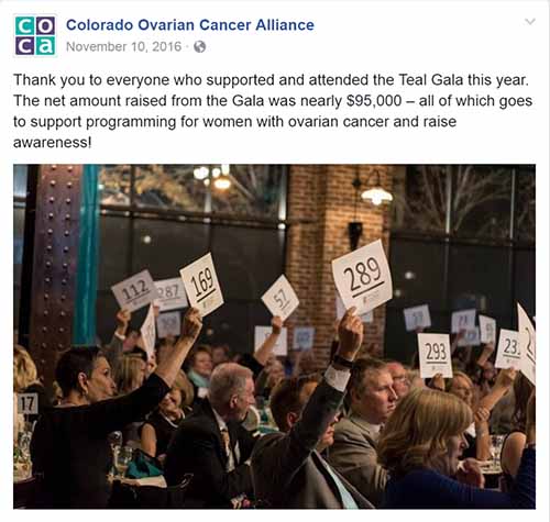 Colorado Ovarian Cancer Alliance Social Media post