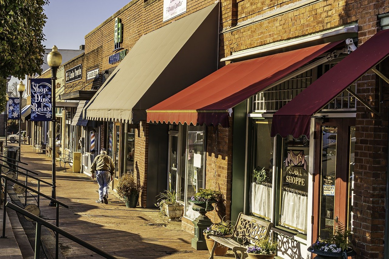 street lined with small businesses