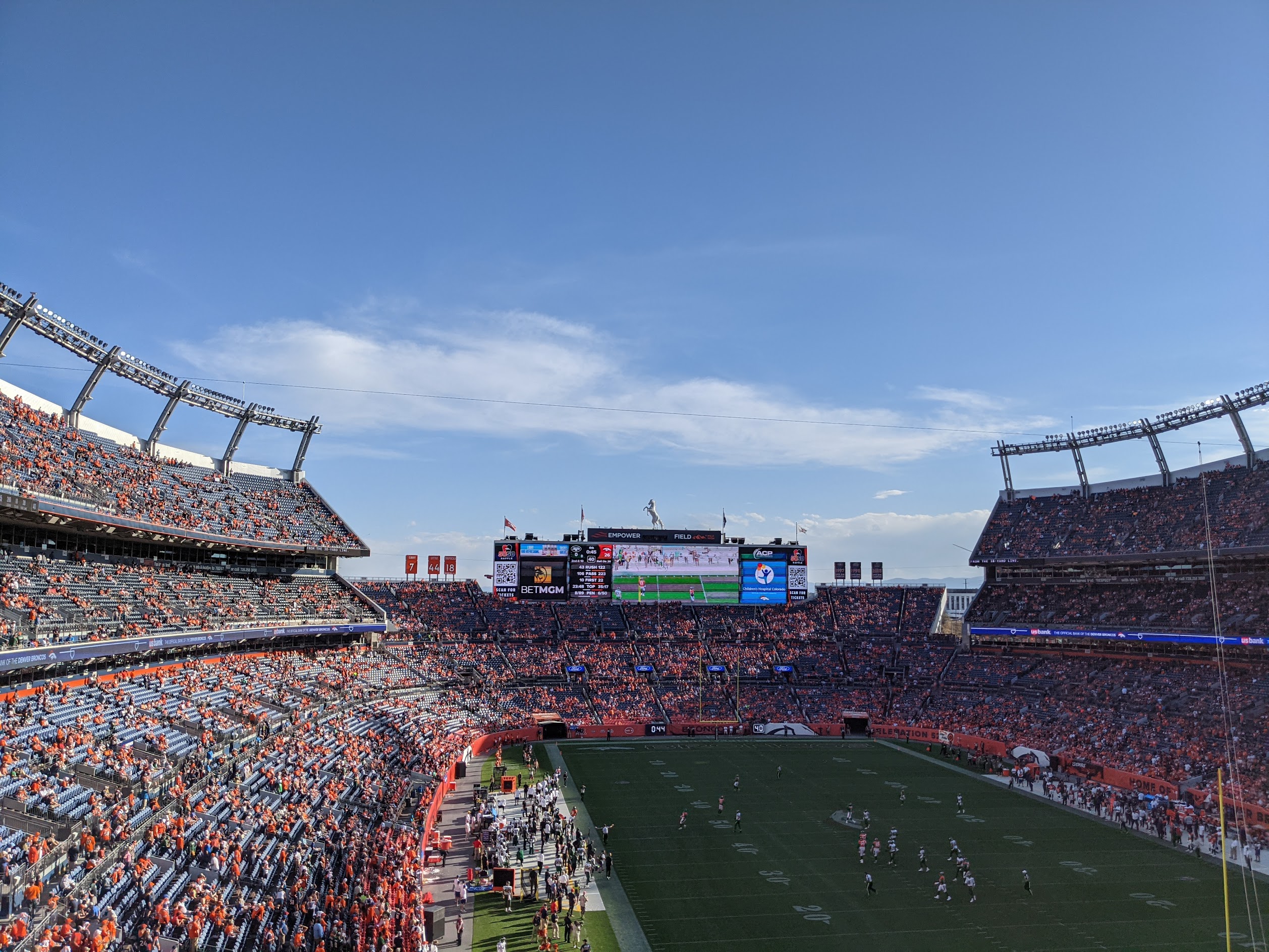 QR Code at Denver Broncos Game on scoreboard