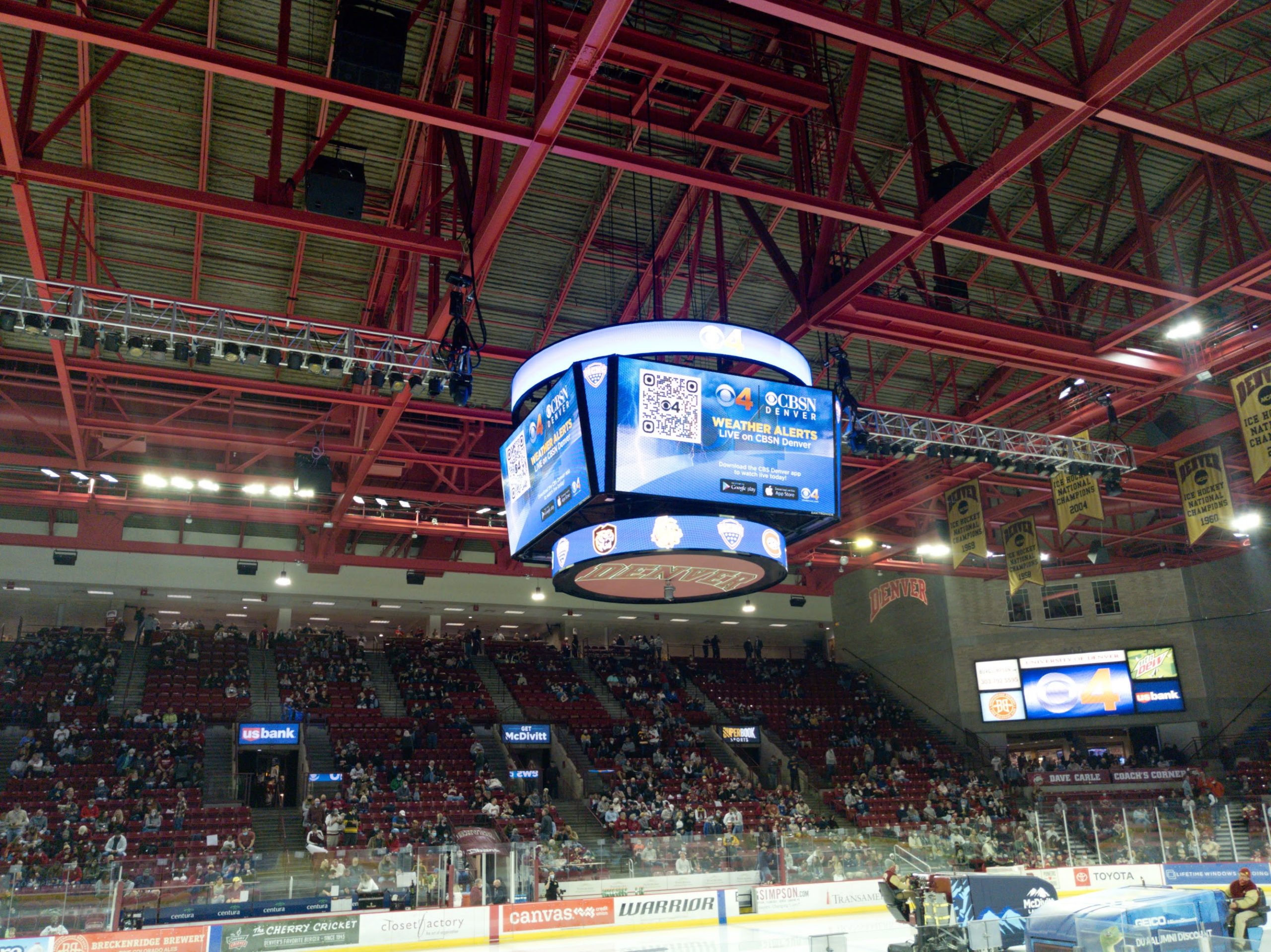 QR Code at Ball Arena on the scoreboard