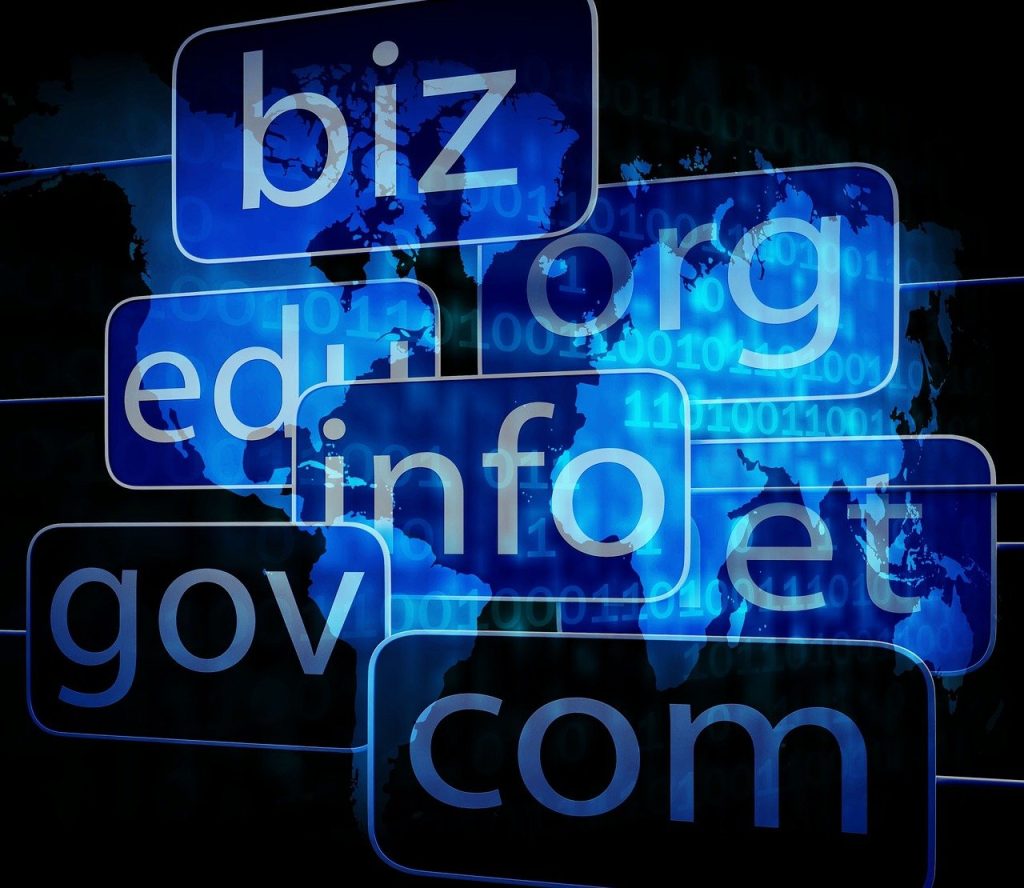 blue top level domains on a black background