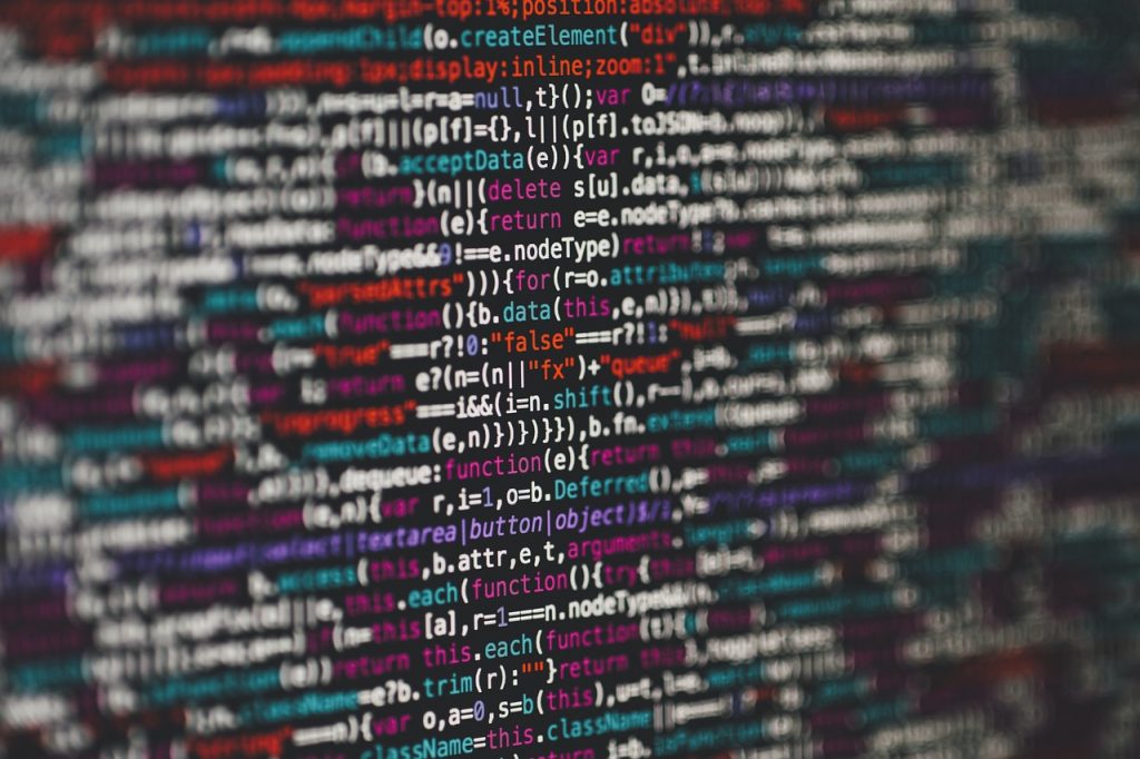 screenshot of website code