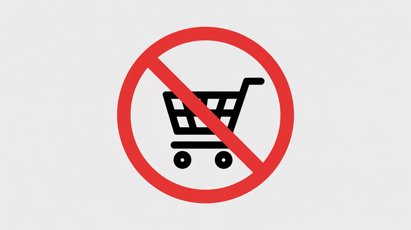 An online shopping cart crossed out, representative of a sale lost to a bad checkout process.