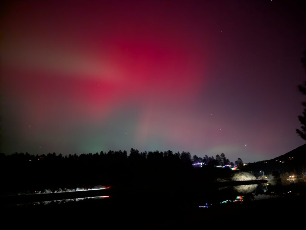 Northern L:ights over Evergreen Dam