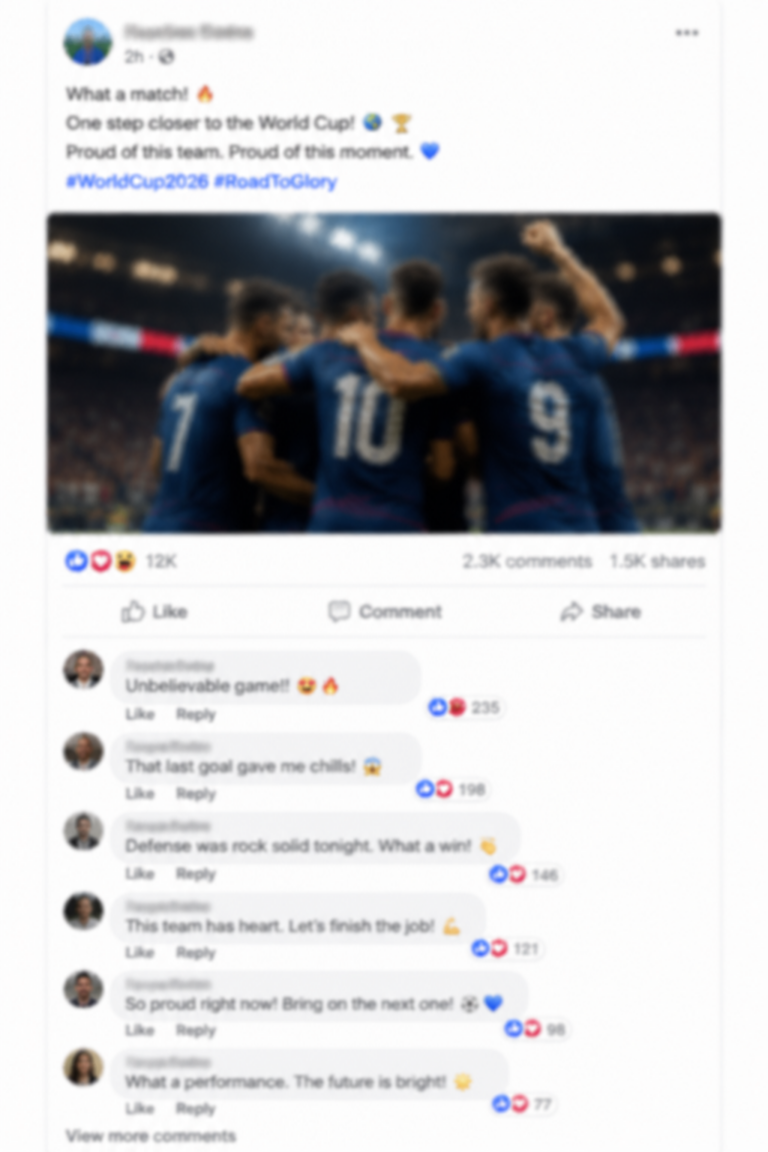 Blurred social media post with many comments.