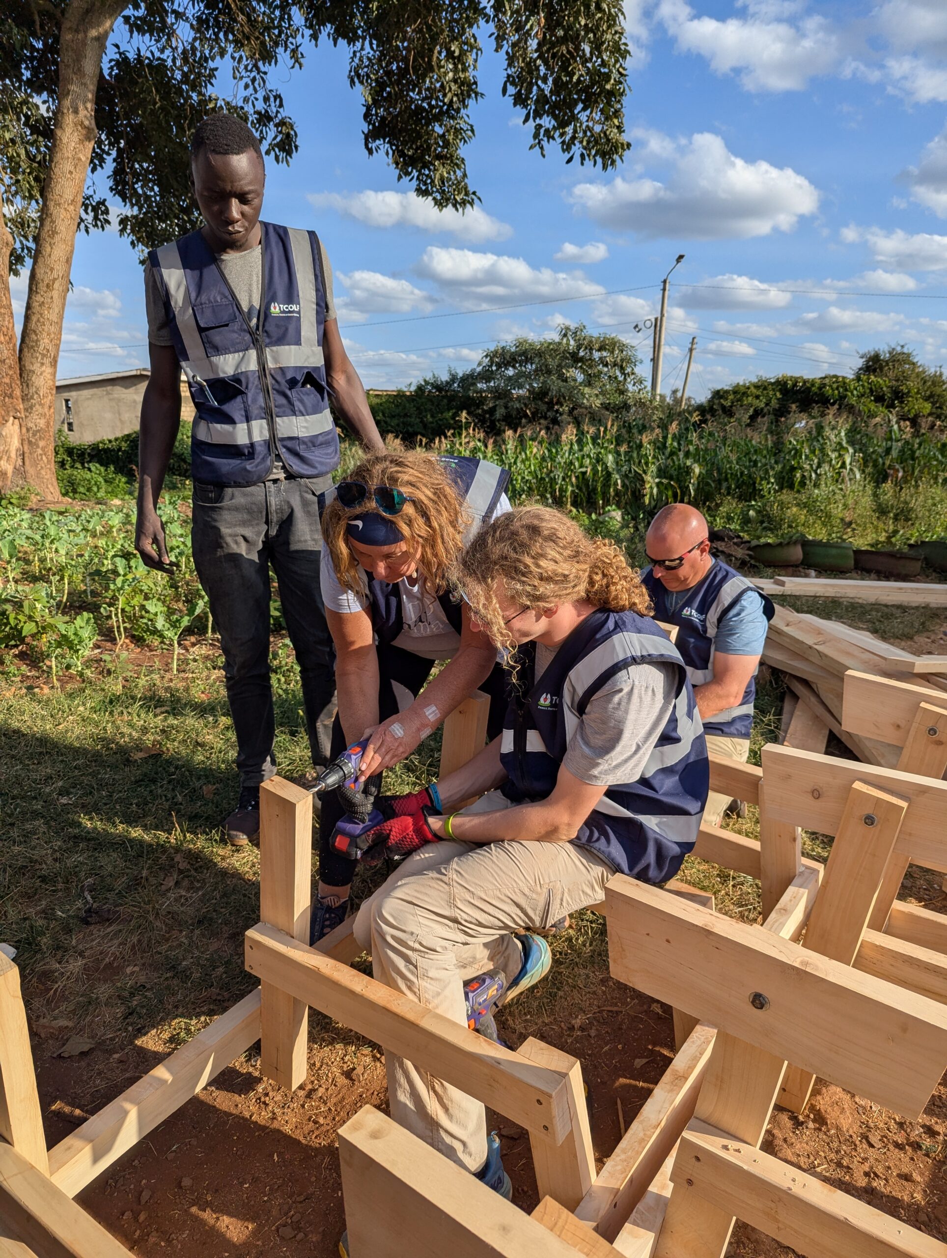 Rotarians working on a project in Kenya