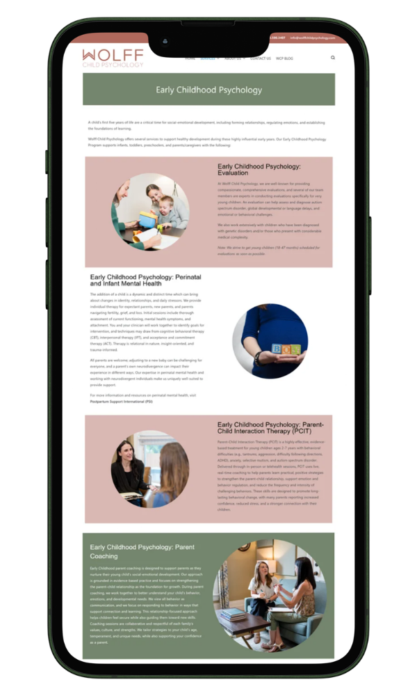 Psychology website on mobile device