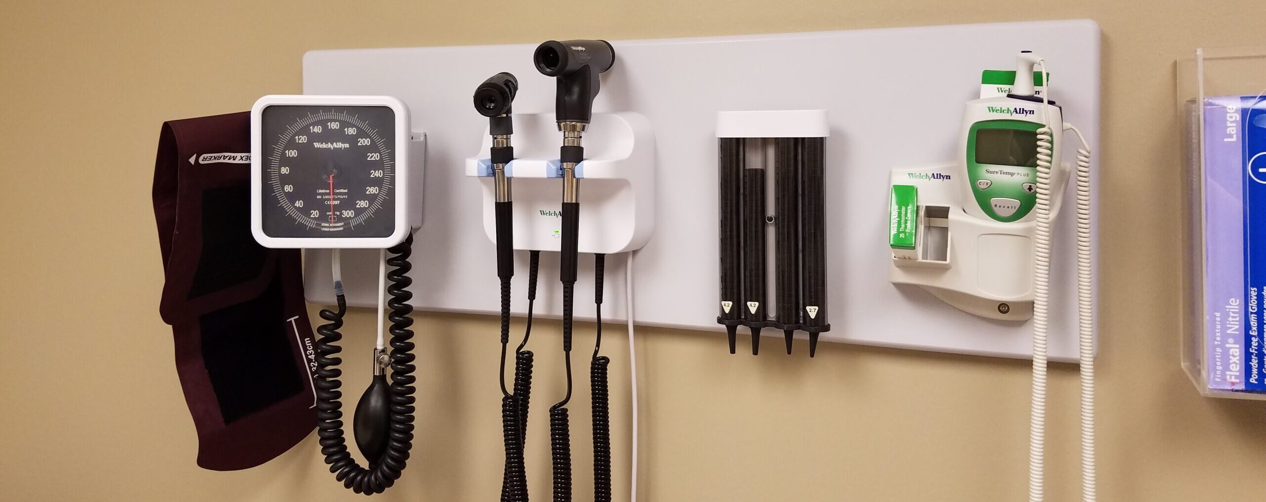 medical equipment on wall hanger